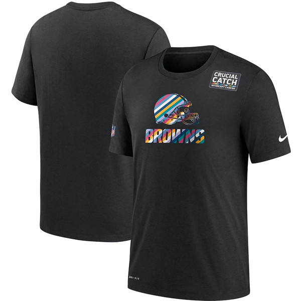 Men's Cleveland Browns 2020 Black Sideline Crucial Catch Performance NFL T-Shirt